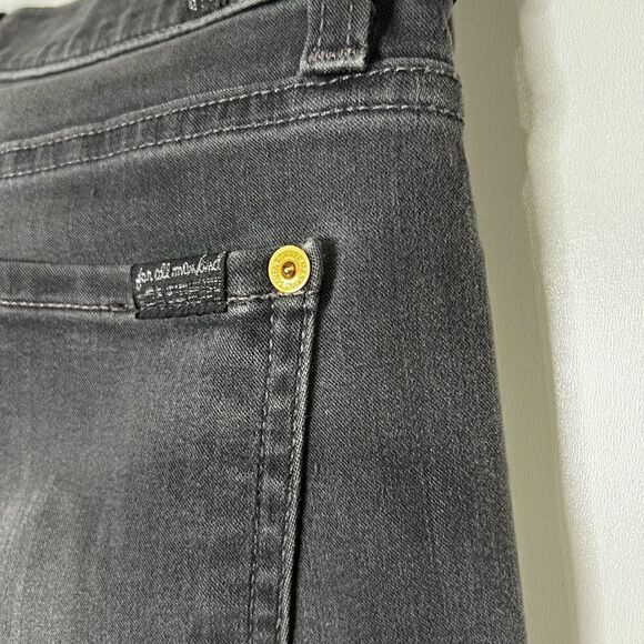 7 For All Mankind Black Gray Skinny Jeans Ankle Zippers - Picture 7 of 10